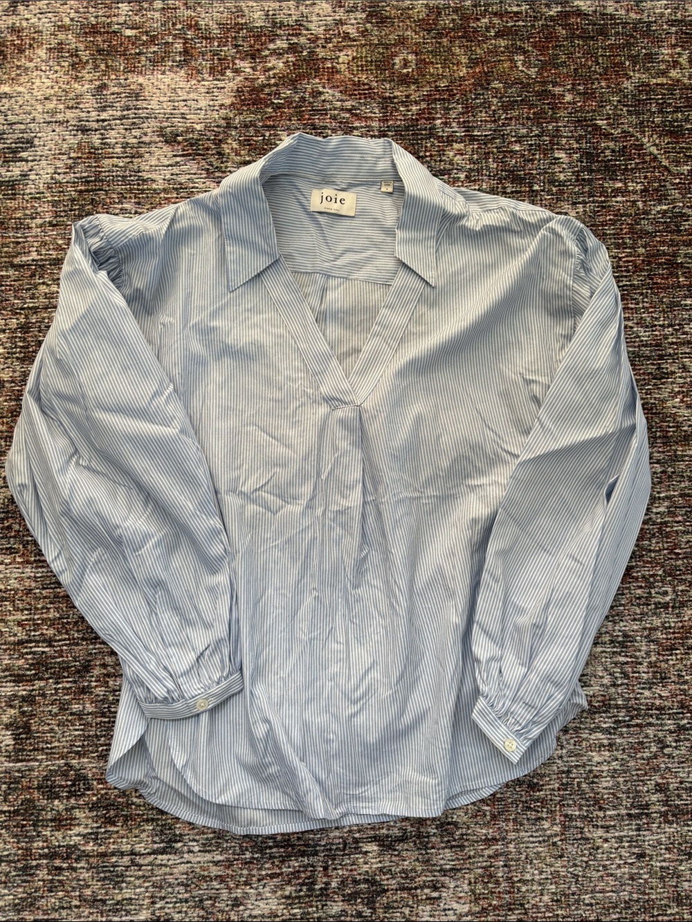 Joie Light Blue and White Pinstripe Button-Down Shirt
